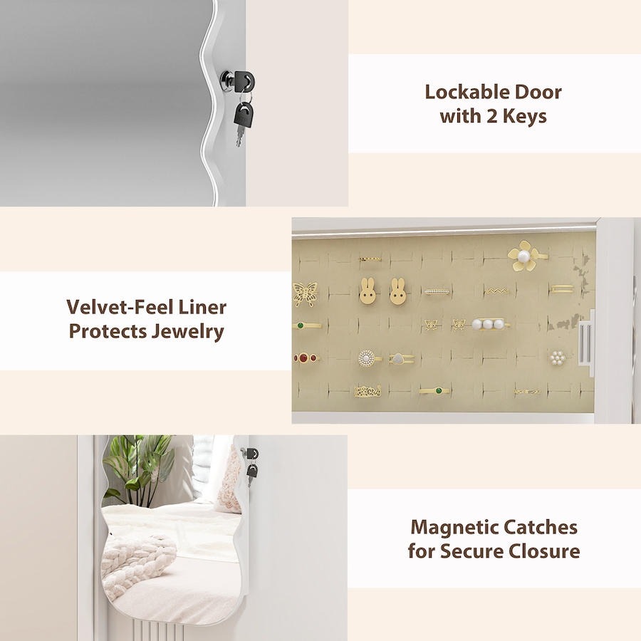 Image 980825_ALTMORE7.jpg, Product 980-825 / Price $114.99, HOMCOM Jewelry Cabinet with Light Lockable Jewelry Armoire Organizer White from HOMCOM on TSC.ca's Beauty department