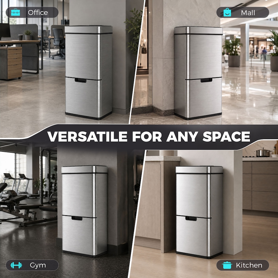 Image 980829_ALTMORE14.jpg, Product 980-829 / Price $199.99, HOMCOM 19 Gallon (72 L) Sensor Bin, Touchless Garbage Can w/ 3 Compartments from HOMCOM on TSC.ca's Kitchen department