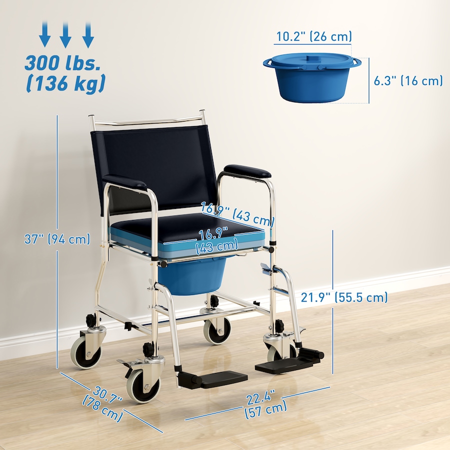 Image 980831_ALTMORE2.jpg, Product 980-831 / Price $179.99, HOMCOM Rolling Shower Wheelchair, Bedside Commode Toilet Chair for Seniors from HOMCOM on TSC.ca's department