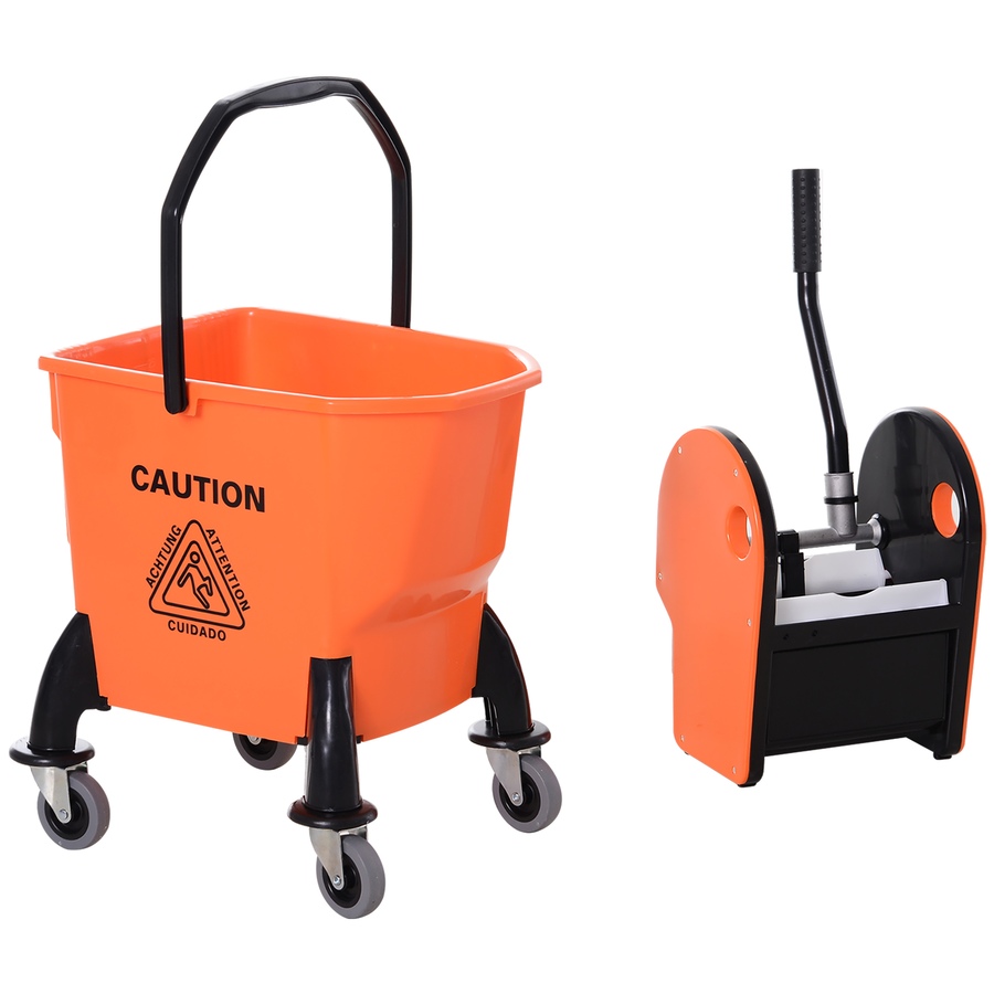 Image 980833_ALTMORE7.jpg, Product 980-833 / Price $69.99, HOMCOM 6.9 Gal/26L Mop Bucket with Wringer, Mop Bucket on Wheels, Orange from HOMCOM on TSC.ca's Home & Garden department