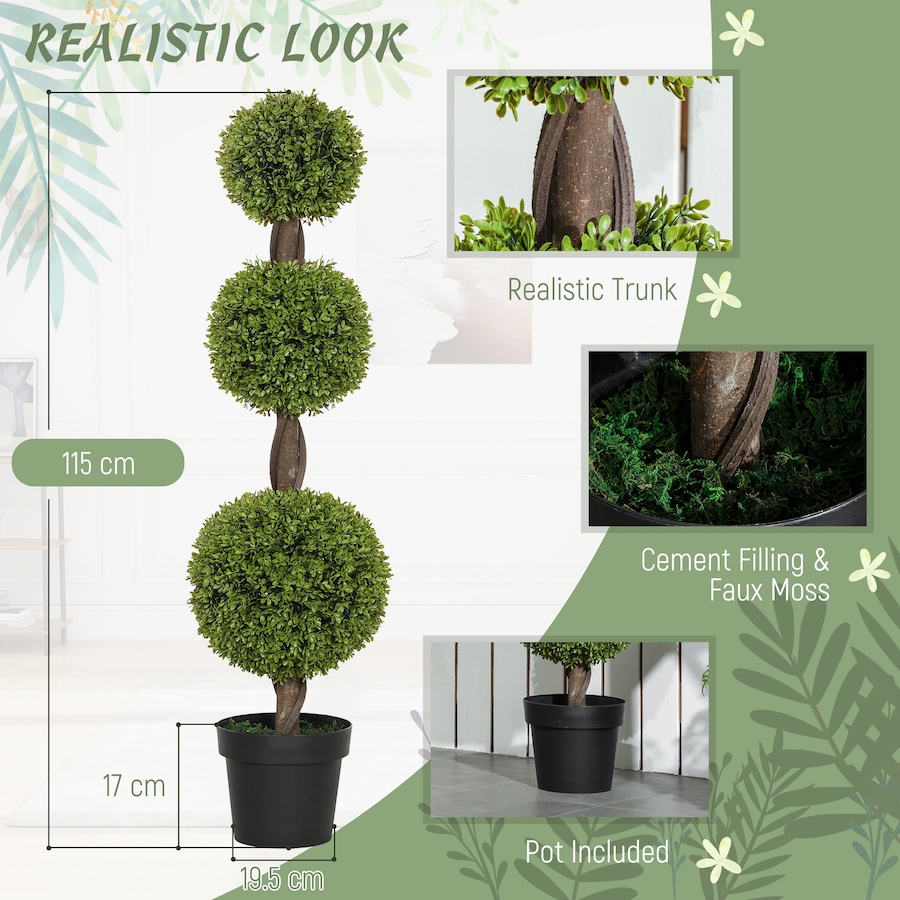 Image 980843_ALTMORE3.jpg, Product 980-843 / Price $119.99, HOMCOM Set of 2 Decorative Artificial Plants Boxwood in Pots, 45.3 Inch from HOMCOM on TSC.ca's Home & Garden department
