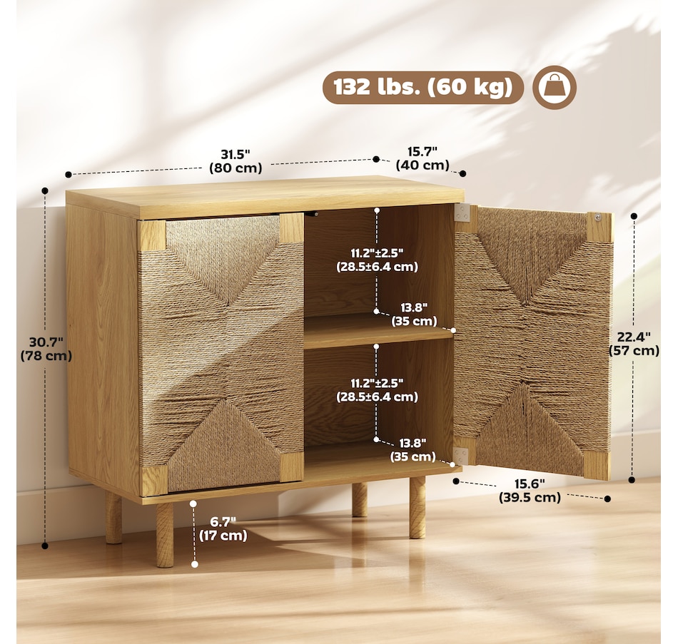 Image 980847_ALTMORE2.jpg, Product 980-847 / Price $134.99, HOMCOM Buffet Cabinet with Handwoven Rope Doors, Sideboard Cabinet, Oak from HOMCOM on TSC.ca's Home & Garden department