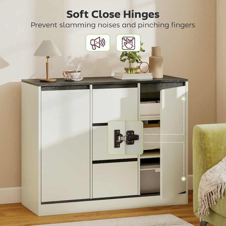 Image 980849_ALTMORE5.jpg, Product 980-849 / Price $169.99, Modern Sideboard with Soft-Close Hinges, Buffet Cabinet, White Wood Grain from HOMCOM on TSC.ca's Home & Garden department