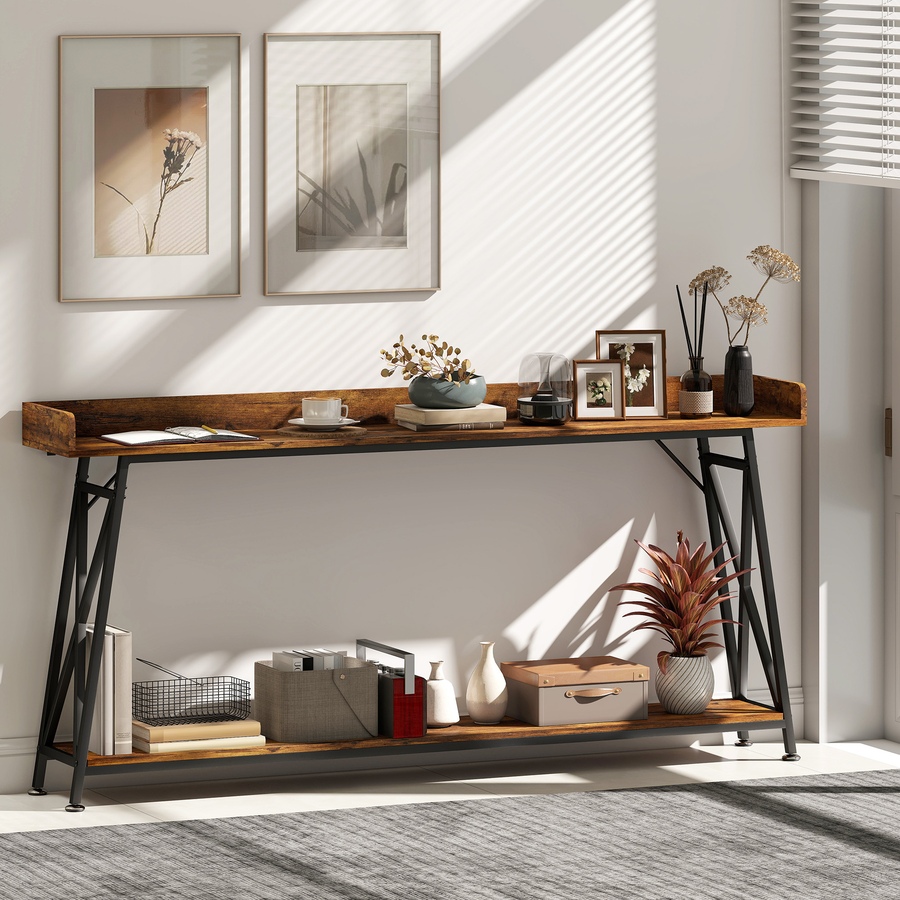 Image 980854_ALTMORE7.jpg, Product 980-854 / Price $129.99, HOMCOM 71" Console Table, Entryway Table with Storage Shelf, Rustic Brown from HOMCOM on TSC.ca's Home & Garden department