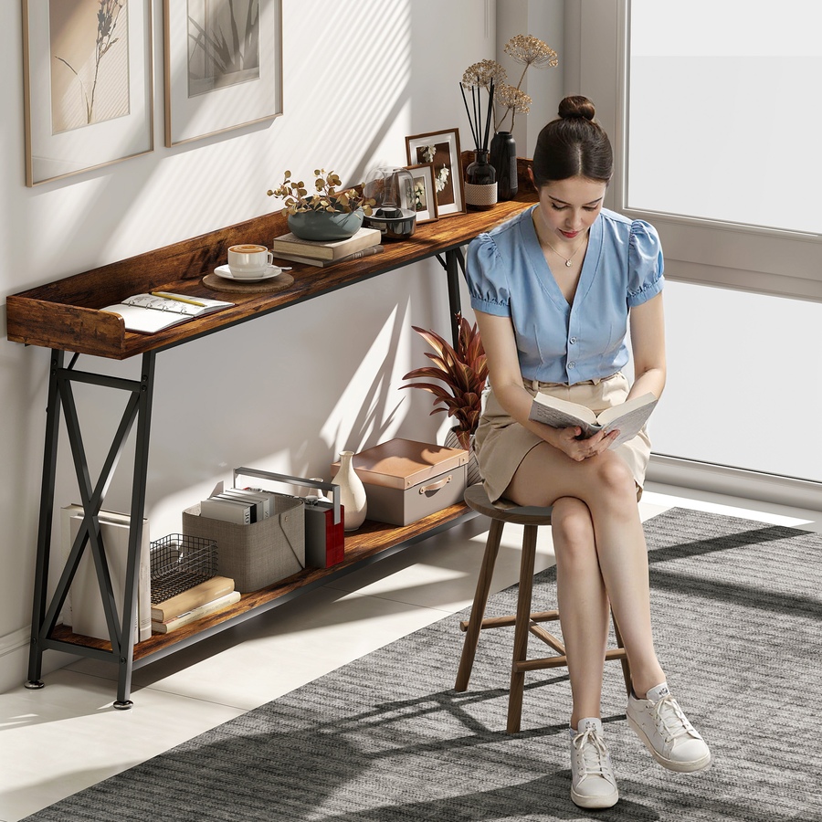 Image 980854_ALTMORE8.jpg, Product 980-854 / Price $129.99, HOMCOM 71" Console Table, Entryway Table with Storage Shelf, Rustic Brown from HOMCOM on TSC.ca's Home & Garden department