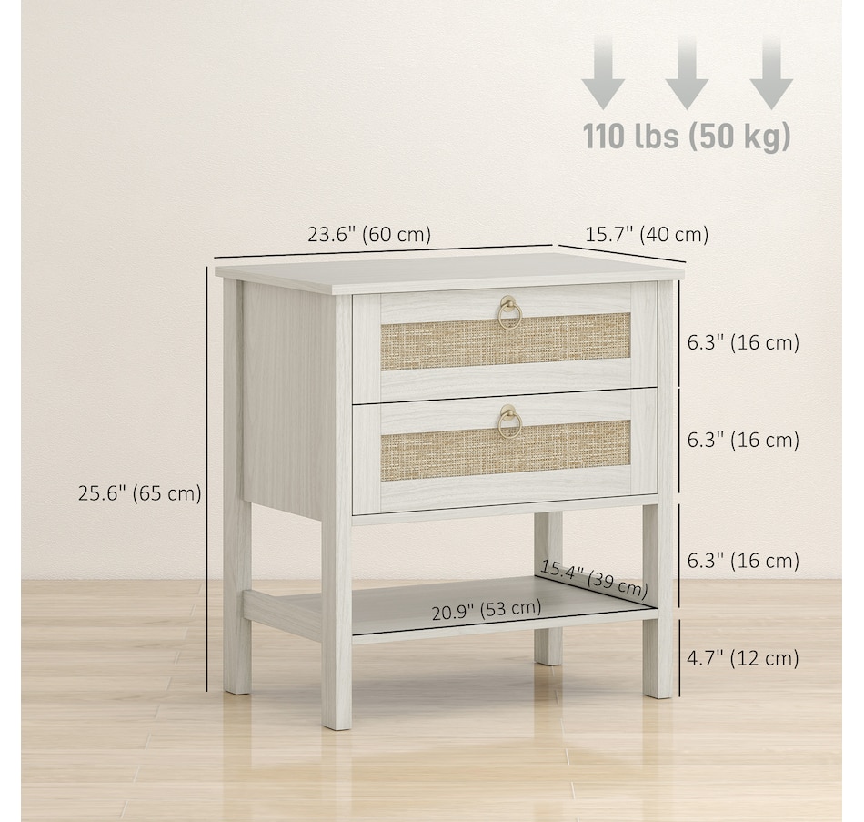 Image 980864_ALTMORE2.jpg, Product 980-864 / Price $184.99, HOMCOM Rattan Nightstands Set of 2 Bedside Tables with 2 Drawers White Oak from HOMCOM on TSC.ca's Home & Garden department
