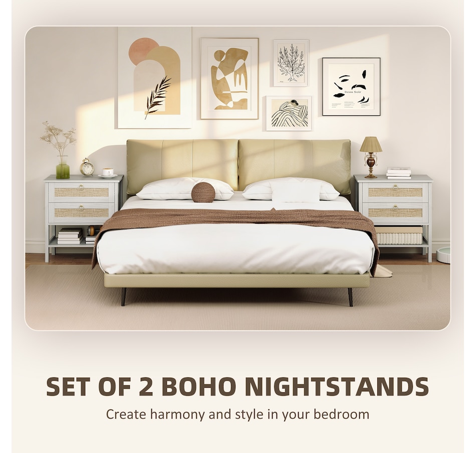 Image 980864_ALTMORE3.jpg, Product 980-864 / Price $184.99, HOMCOM Rattan Nightstands Set of 2 Bedside Tables with 2 Drawers White Oak from HOMCOM on TSC.ca's Home & Garden department