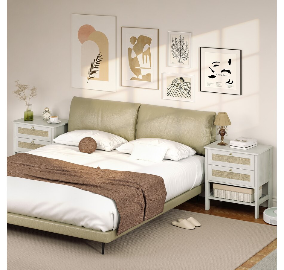 Image 980864_ALTMORE6.jpg, Product 980-864 / Price $184.99, HOMCOM Rattan Nightstands Set of 2 Bedside Tables with 2 Drawers White Oak from HOMCOM on TSC.ca's Home & Garden department