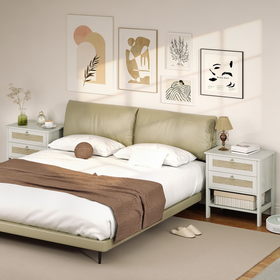 Image 980864_ALTMORE6.jpg, Product 980-864 / Price $200.84, HOMCOM Rattan Nightstands Set of 2 Bedside Tables with 2 Drawers White Oak from HOMCOM on TSC.ca's Home & Garden department
