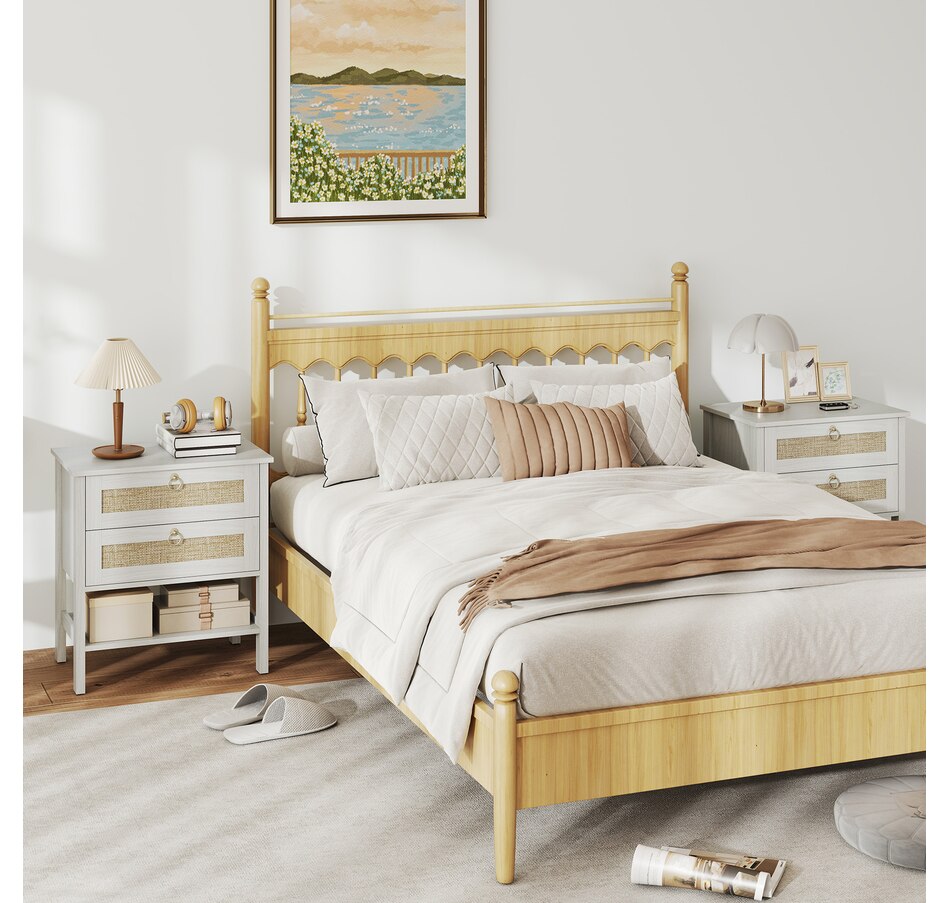 Image 980864_ALTMORE7.jpg, Product 980-864 / Price $184.99, HOMCOM Rattan Nightstands Set of 2 Bedside Tables with 2 Drawers White Oak from HOMCOM on TSC.ca's Home & Garden department