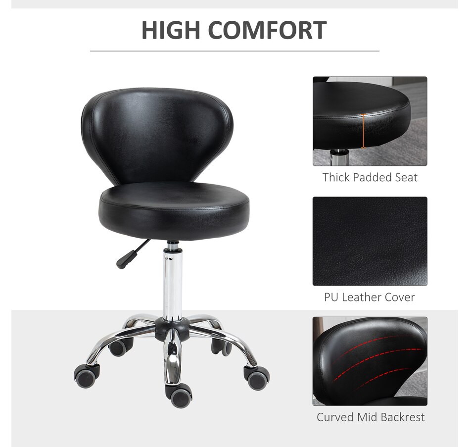 Image 980866_ALTMORE4.jpg, Product 980-866 / Price $84.99, HOMCOM Adjustable Swivel Salon Stool with Backrest, Office Chair Black from HOMCOM on TSC.ca's Home & Garden department