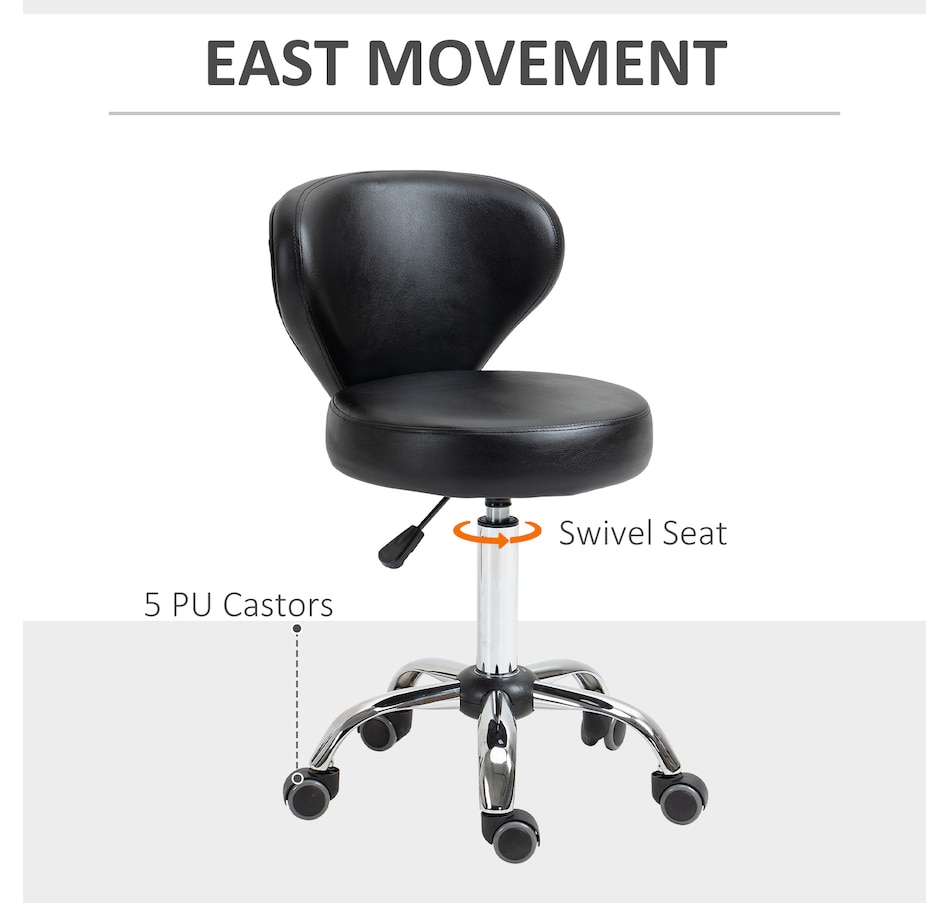 Image 980866_ALTMORE5.jpg, Product 980-866 / Price $84.99, HOMCOM Adjustable Swivel Salon Stool with Backrest, Office Chair Black from HOMCOM on TSC.ca's Home & Garden department