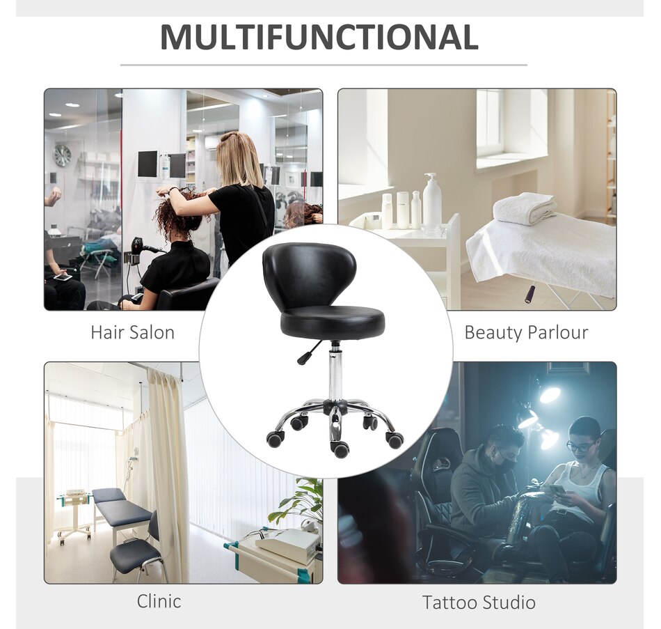 Image 980866_ALTMORE6.jpg, Product 980-866 / Price $84.99, HOMCOM Adjustable Swivel Salon Stool with Backrest, Office Chair Black from HOMCOM on TSC.ca's Home & Garden department