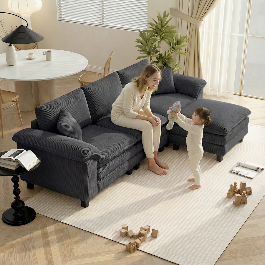 Image 980869_ALTMORE1.jpg, Product 980-869 / Price $769.99, HOMCOM Sectional Sofa, L Shaped Couch with Deep Seat, Ottoman, Dark Grey from HOMCOM on TSC.ca's Home & Garden department