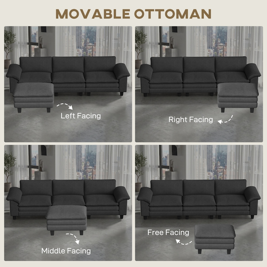 Image 980869_ALTMORE5.jpg, Product 980-869 / Price $769.99, HOMCOM Sectional Sofa, L Shaped Couch with Deep Seat, Ottoman, Dark Grey from HOMCOM on TSC.ca's Home & Garden department