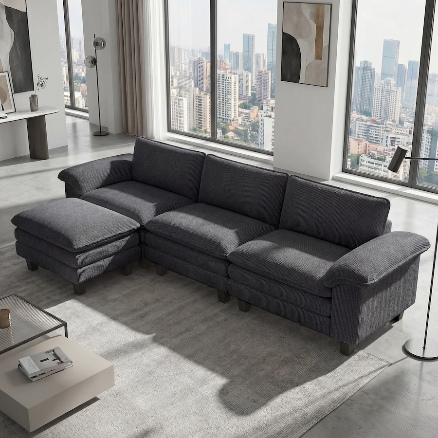 Image 980869_ALTMORE8.jpg, Product 980-869 / Price $769.99, HOMCOM Sectional Sofa, L Shaped Couch with Deep Seat, Ottoman, Dark Grey from HOMCOM on TSC.ca's Home & Garden department