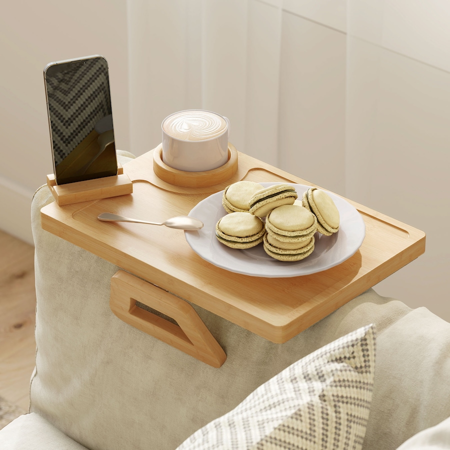Image 980875.jpg, Product 980-875 / Price $33.94, HOMCOM Couch Arm Tray with 360° Rotating Phone Holder, Clip-On Couch Tray from HOMCOM on TSC.ca's Home & Garden department