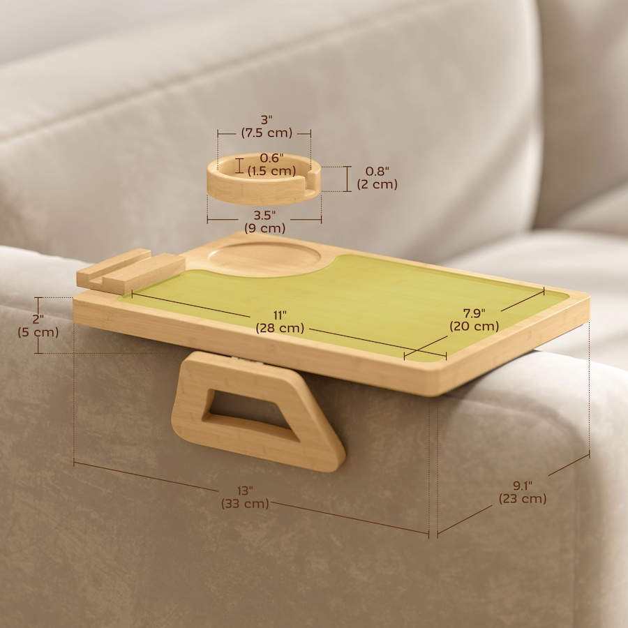 Image 980875_ALTMORE2.jpg, Product 980-875 / Price $33.94, HOMCOM Couch Arm Tray with 360° Rotating Phone Holder, Clip-On Couch Tray from HOMCOM on TSC.ca's Home & Garden department