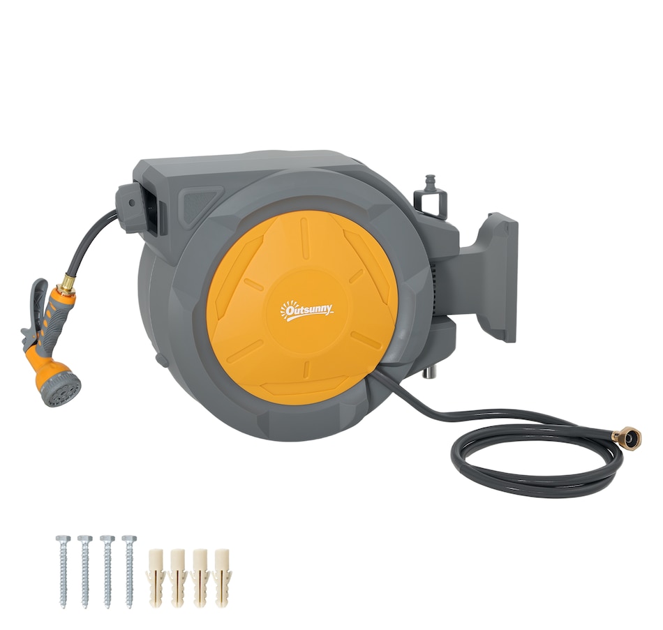 Image 980882.jpg, Product 980-882 / Price $136.99, Outsunny Retractable Hose Reel, 1/2 in x 100ft Garden Hose Reel, Orange from Outsunny on TSC.ca's Home & Garden department