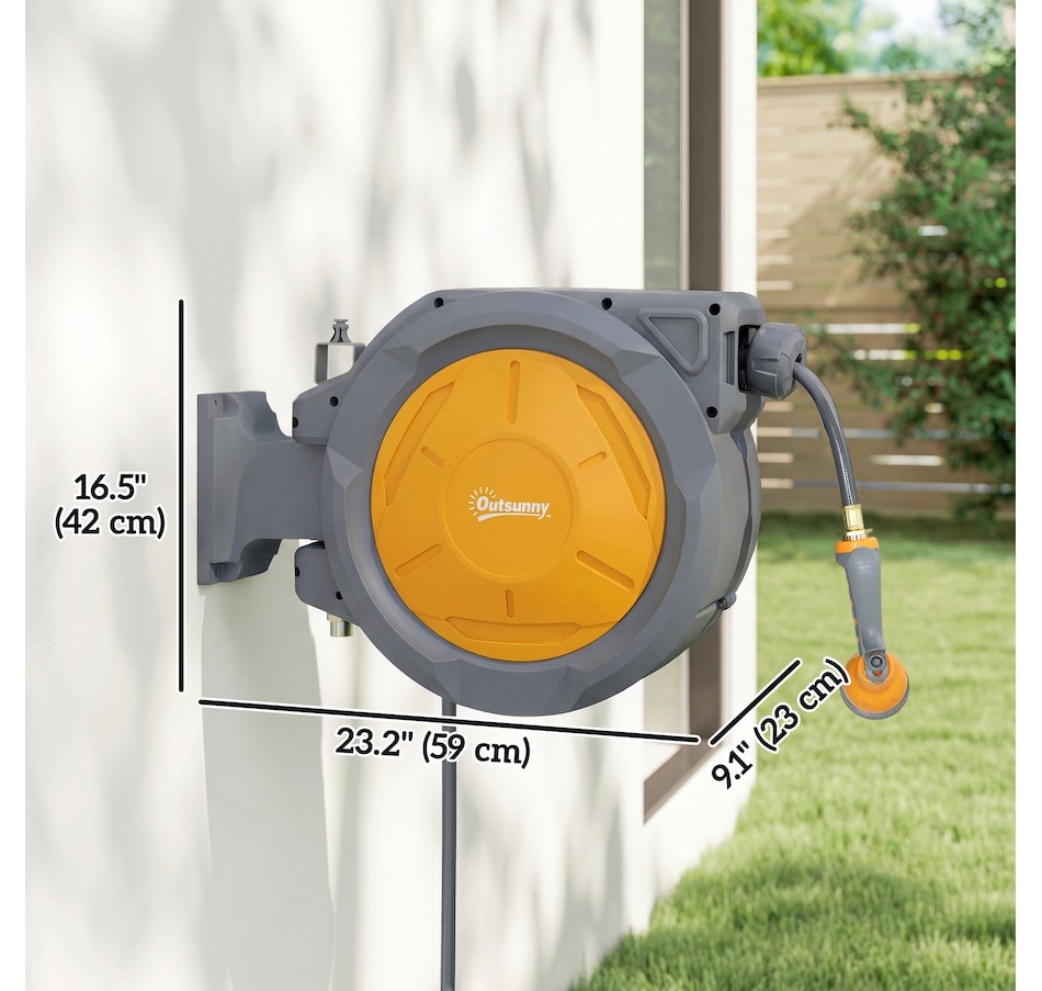 Image 980882_ALTMORE2.jpg, Product 980-882 / Price $136.99, Outsunny Retractable Hose Reel, 1/2 in x 100ft Garden Hose Reel, Orange from Outsunny on TSC.ca's Home & Garden department
