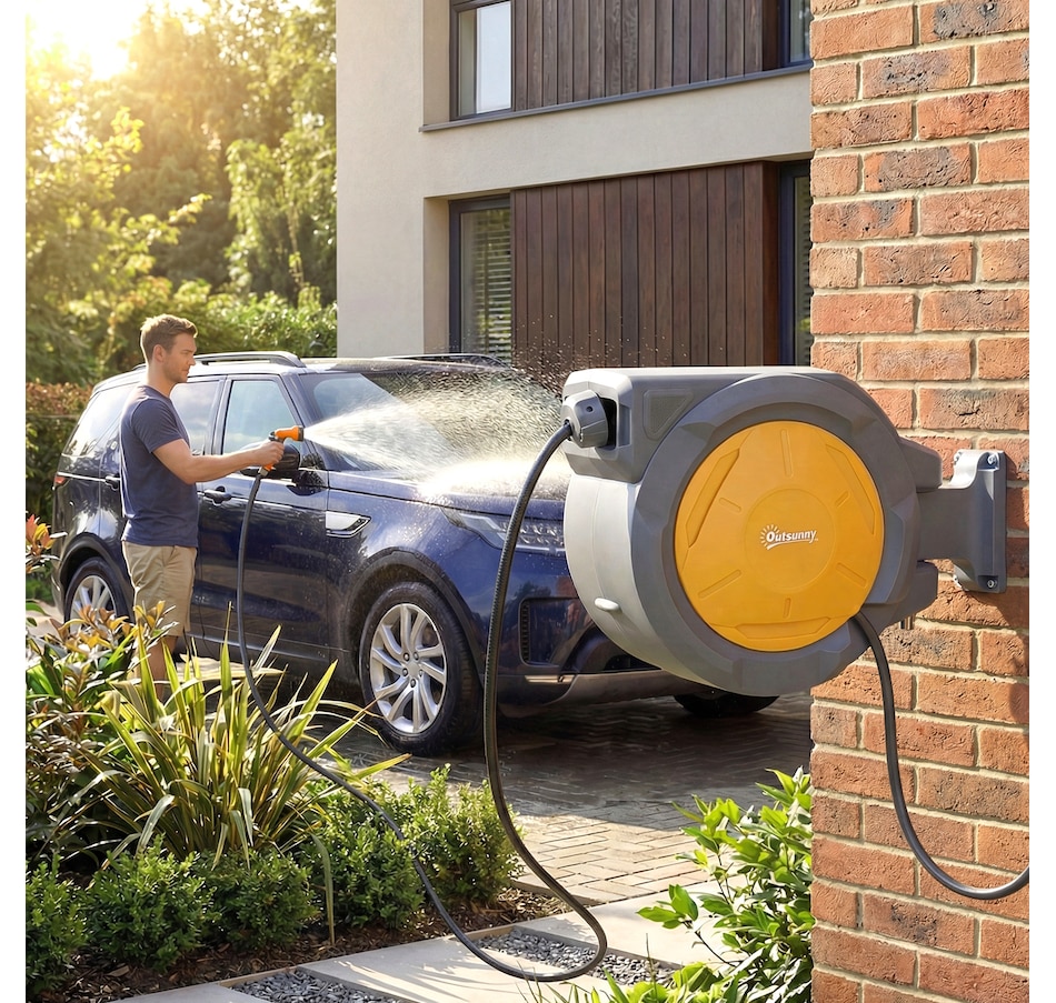 Image 980882_ALTMORE7.jpg, Product 980-882 / Price $136.99, Outsunny Retractable Hose Reel, 1/2 in x 100ft Garden Hose Reel, Orange from Outsunny on TSC.ca's Home & Garden department