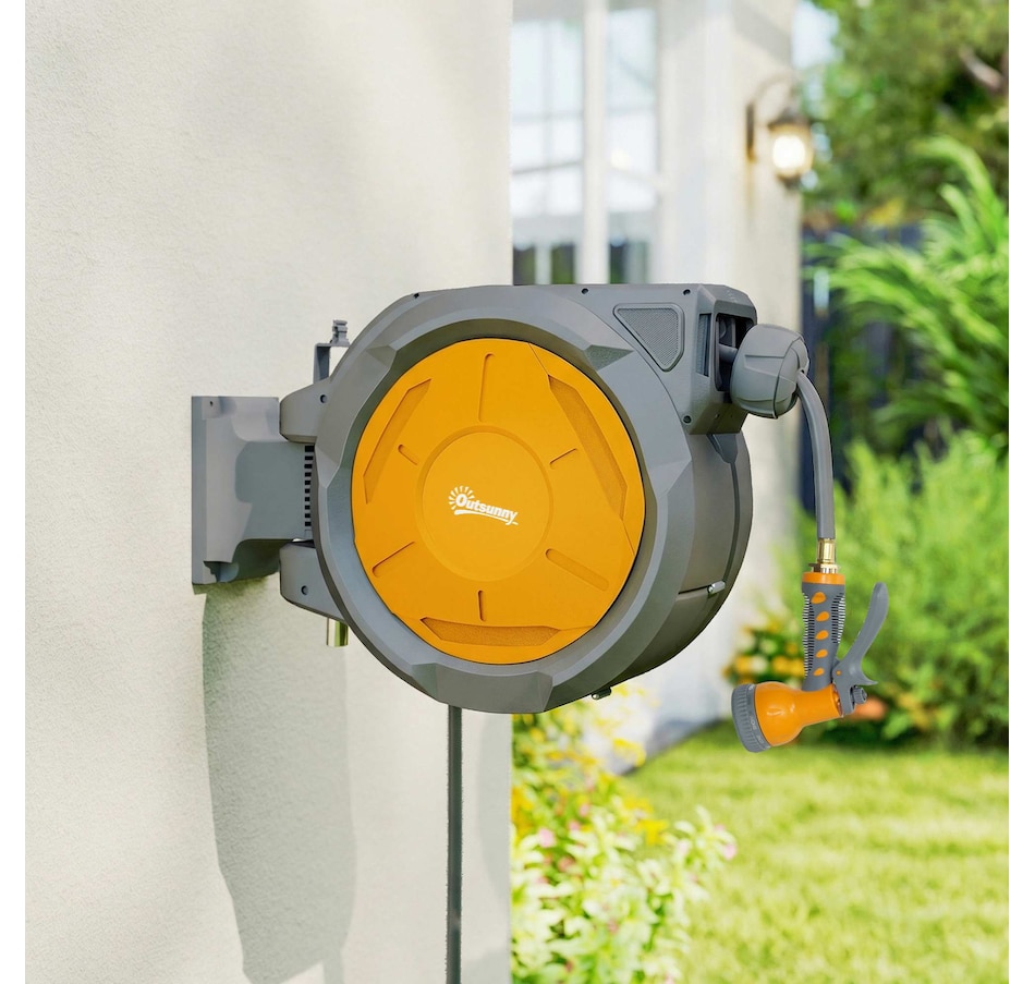 Image 980882_ALTMORE8.jpg, Product 980-882 / Price $136.99, Outsunny Retractable Hose Reel, 1/2 in x 100ft Garden Hose Reel, Orange from Outsunny on TSC.ca's Home & Garden department