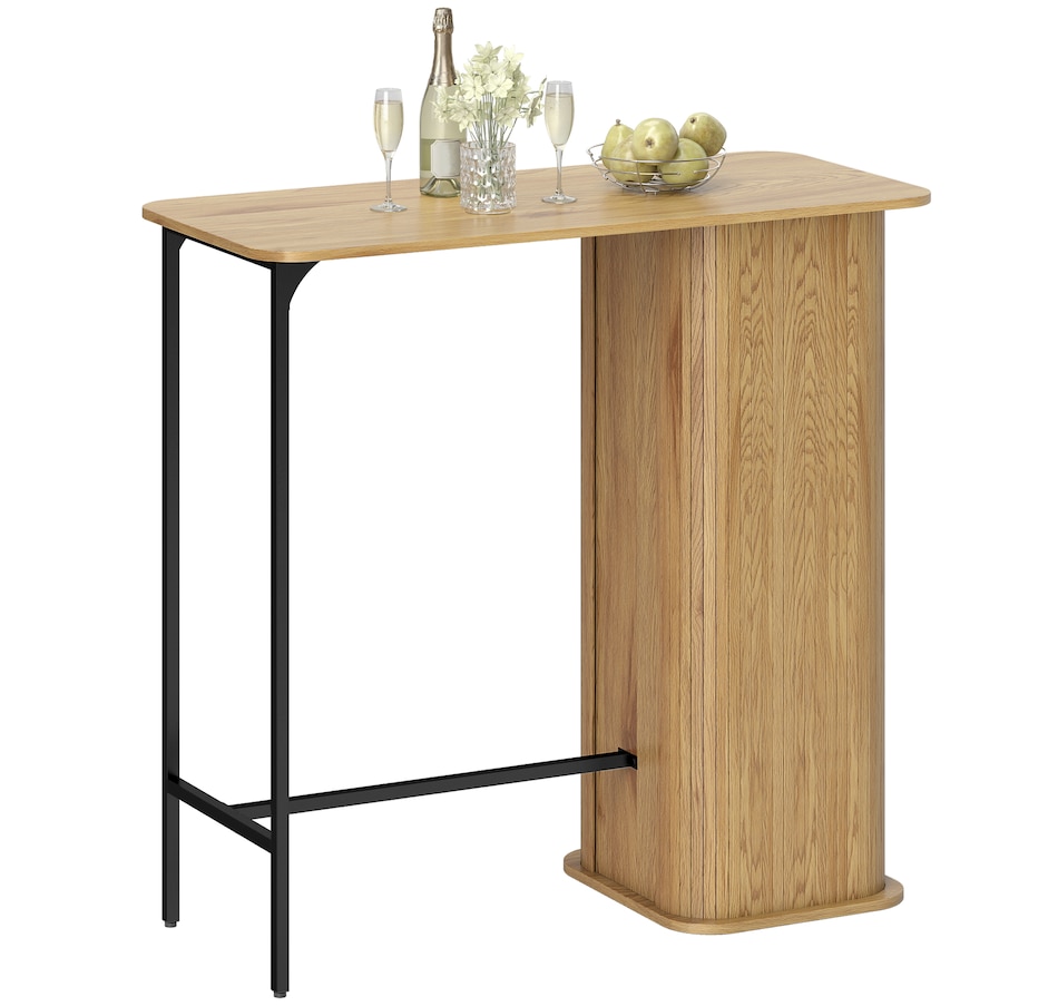 Image 980887.jpg, Product 980-887 / Price $174.99, HOMCOM Tambour Bar Table with 3 Storage Shelves for Dining Room Natural from HOMCOM on TSC.ca's Home & Garden department