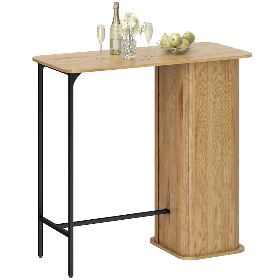 Image 980887.jpg, Product 980-887 / Price $159.99, HOMCOM Tambour Bar Table with 3 Storage Shelves for Dining Room Natural from HOMCOM on TSC.ca's Home & Garden department