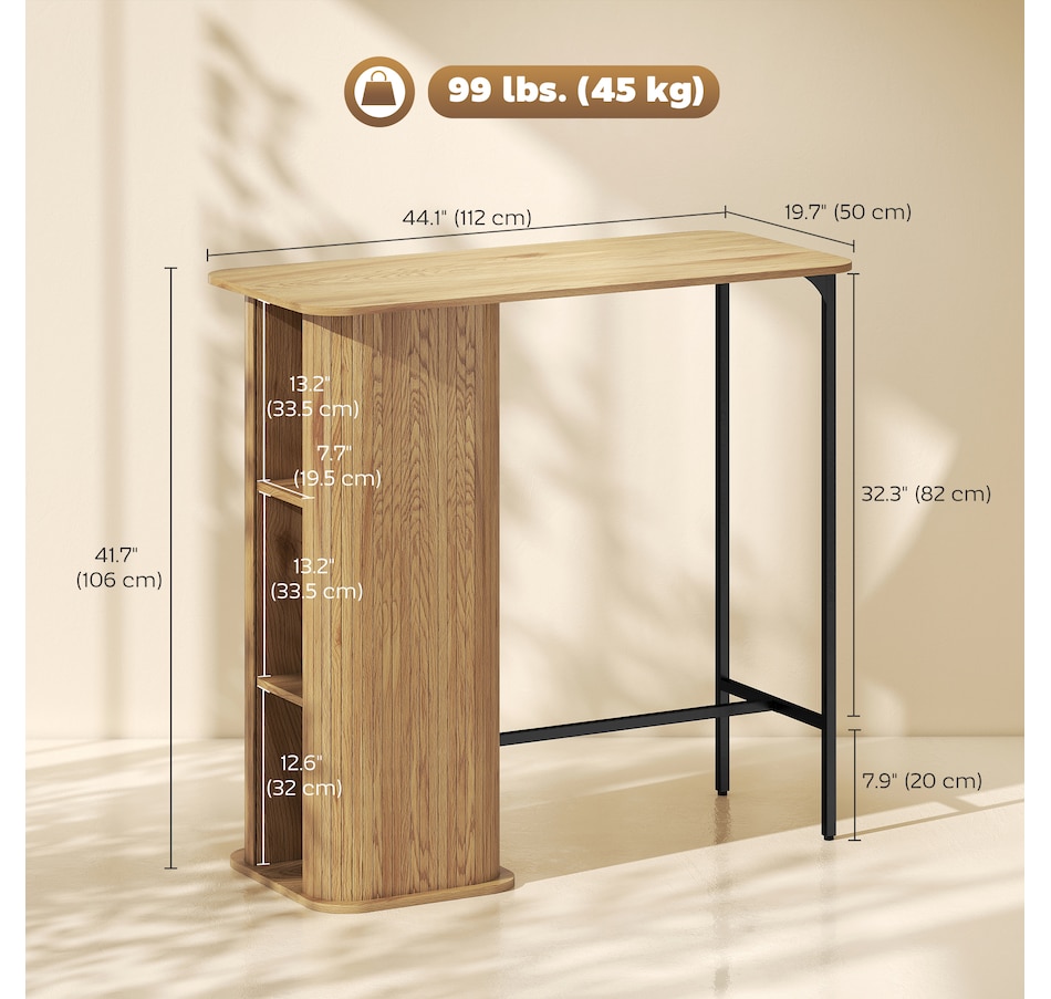 Image 980887_ALTMORE2.jpg, Product 980-887 / Price $174.99, HOMCOM Tambour Bar Table with 3 Storage Shelves for Dining Room Natural from HOMCOM on TSC.ca's Home & Garden department