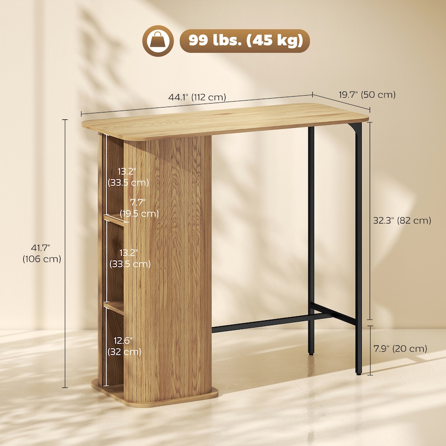 Image 980887_ALTMORE2.jpg, Product 980-887 / Price $159.99, HOMCOM Tambour Bar Table with 3 Storage Shelves for Dining Room Natural from HOMCOM on TSC.ca's Home & Garden department