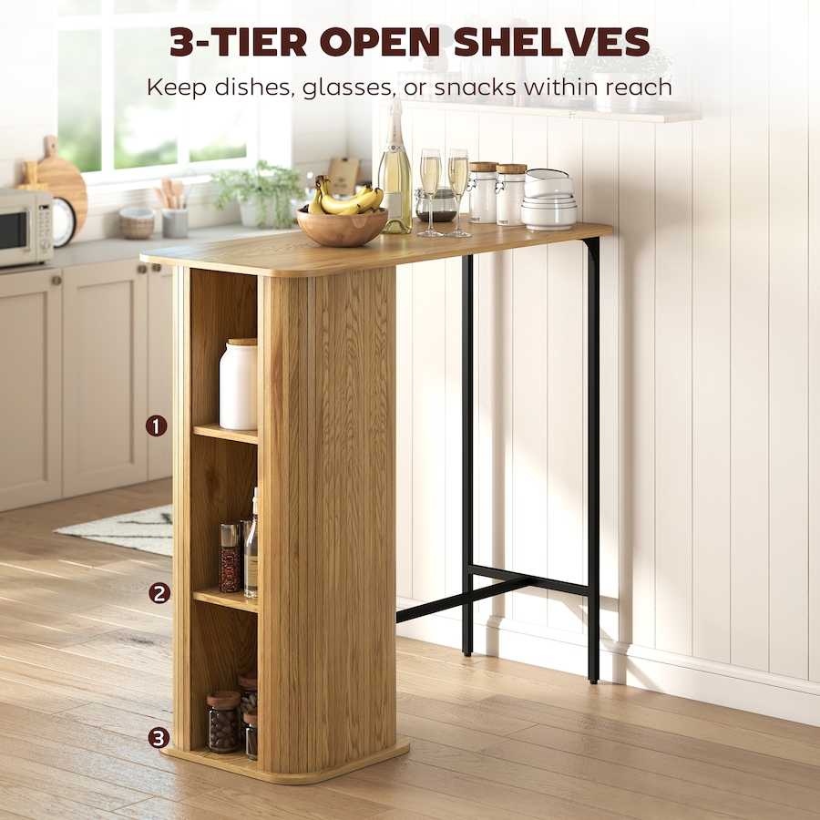 Image 980887_ALTMORE3.jpg, Product 980-887 / Price $159.99, HOMCOM Tambour Bar Table with 3 Storage Shelves for Dining Room Natural from HOMCOM on TSC.ca's Home & Garden department