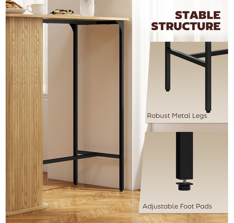 Image 980887_ALTMORE5.jpg, Product 980-887 / Price $174.99, HOMCOM Tambour Bar Table with 3 Storage Shelves for Dining Room Natural from HOMCOM on TSC.ca's Home & Garden department