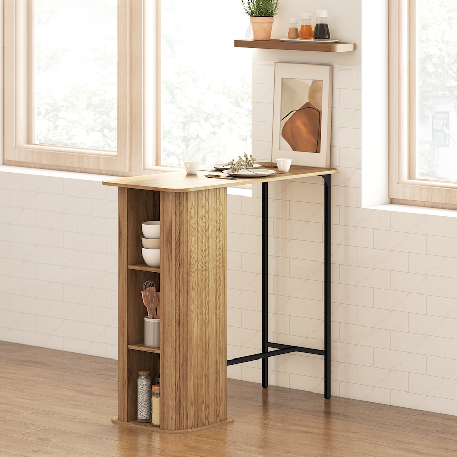 Image 980887_ALTMORE7.jpg, Product 980-887 / Price $159.99, HOMCOM Tambour Bar Table with 3 Storage Shelves for Dining Room Natural from HOMCOM on TSC.ca's Home & Garden department