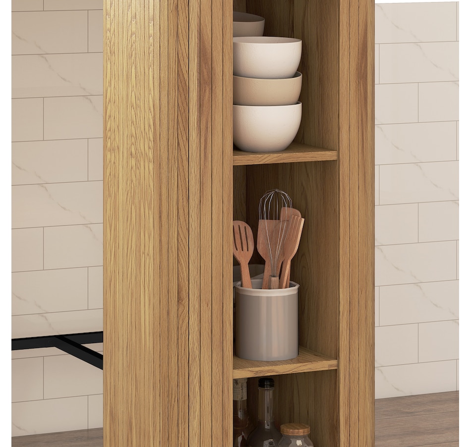 Image 980887_ALTMORE8.jpg, Product 980-887 / Price $174.99, HOMCOM Tambour Bar Table with 3 Storage Shelves for Dining Room Natural from HOMCOM on TSC.ca's Home & Garden department