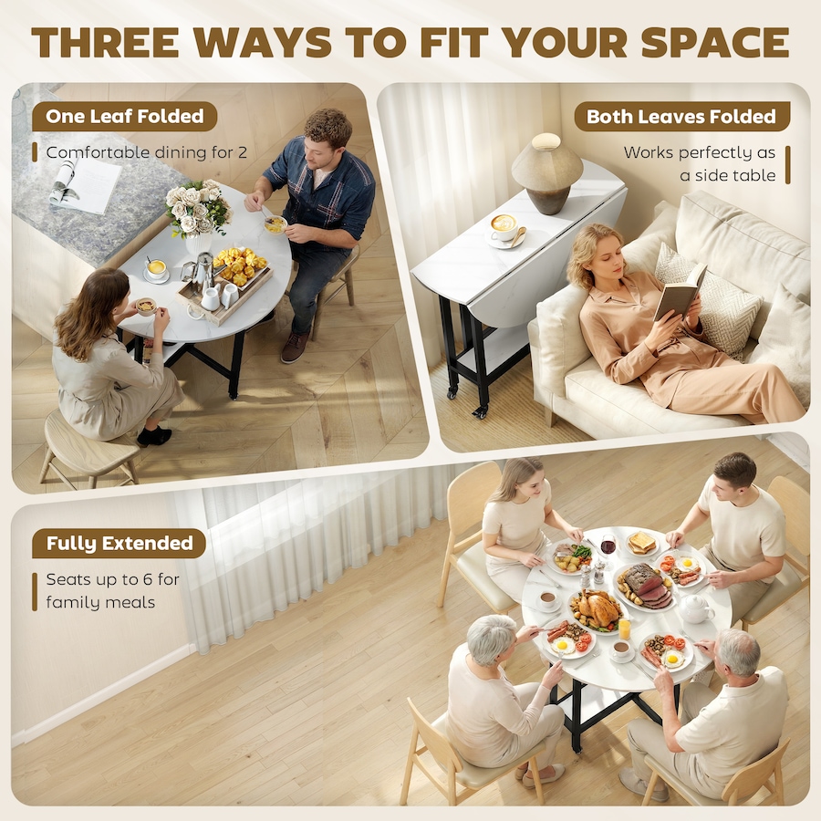 Image 980890_ALTMORE3.jpg, Product 980-890 / Price $124.99, HOMCOM Folding Dining Table, Drop Leaf Table with Open Shelf, White Marble from HOMCOM on TSC.ca's Home & Garden department