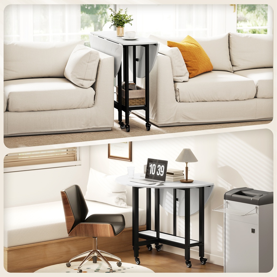 Image 980890_ALTMORE8.jpg, Product 980-890 / Price $124.99, HOMCOM Folding Dining Table, Drop Leaf Table with Open Shelf, White Marble from HOMCOM on TSC.ca's Home & Garden department