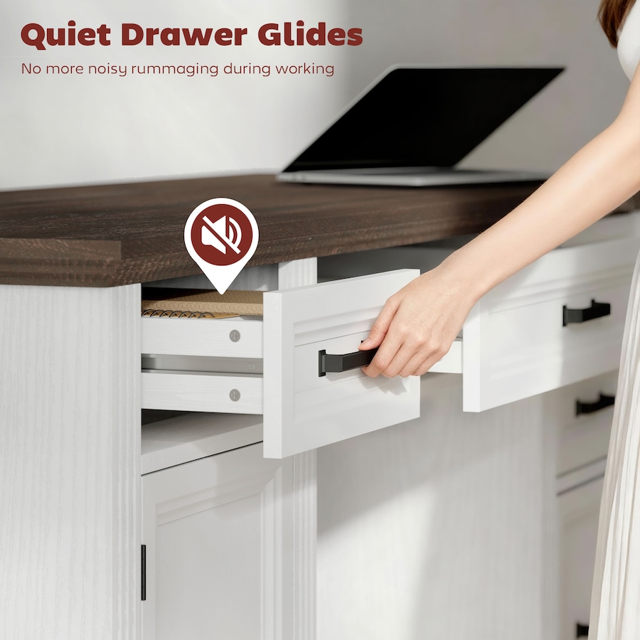 Image 980897_ALTMORE4.jpg, Product 980-897 / Price $294.99, HOMCOM 58" Farmhouse Executive Desk with Silent Drawers Office Desk White from HOMCOM on TSC.ca's Home & Garden department