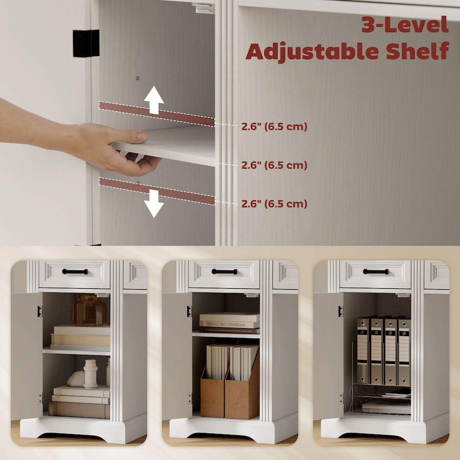 Image 980897_ALTMORE6.jpg, Product 980-897 / Price $294.99, HOMCOM 58" Farmhouse Executive Desk with Silent Drawers Office Desk White from HOMCOM on TSC.ca's Home & Garden department
