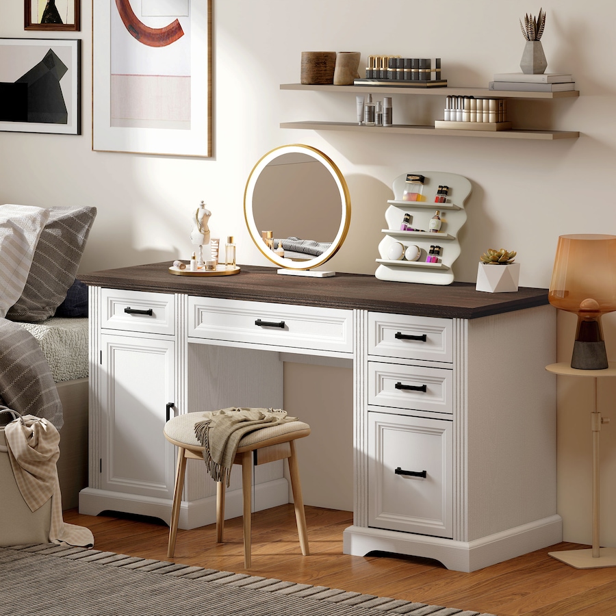 Image 980897_ALTMORE8.jpg, Product 980-897 / Price $294.99, HOMCOM 58" Farmhouse Executive Desk with Silent Drawers Office Desk White from HOMCOM on TSC.ca's Home & Garden department