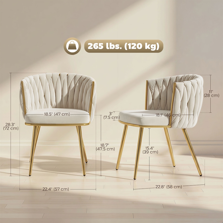 Image 980898_ALTMORE2.jpg, Product 980-898 / Price $249.99, HOMCOM Dining Chairs Set of 2, Velvet Upholstered Kitchen Chairs, Cream from HOMCOM on TSC.ca's Home & Garden department