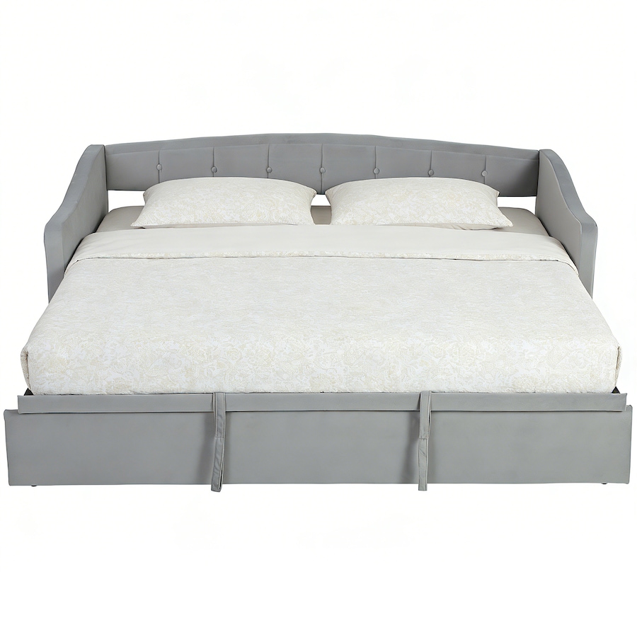 Image 980902.jpg, Product 980-902 / Price $439.99, HOMCOM Twin Daybed, Upholstered Trundle Bed with 2 Pockets, Light Grey from HOMCOM on TSC.ca's Home & Garden department