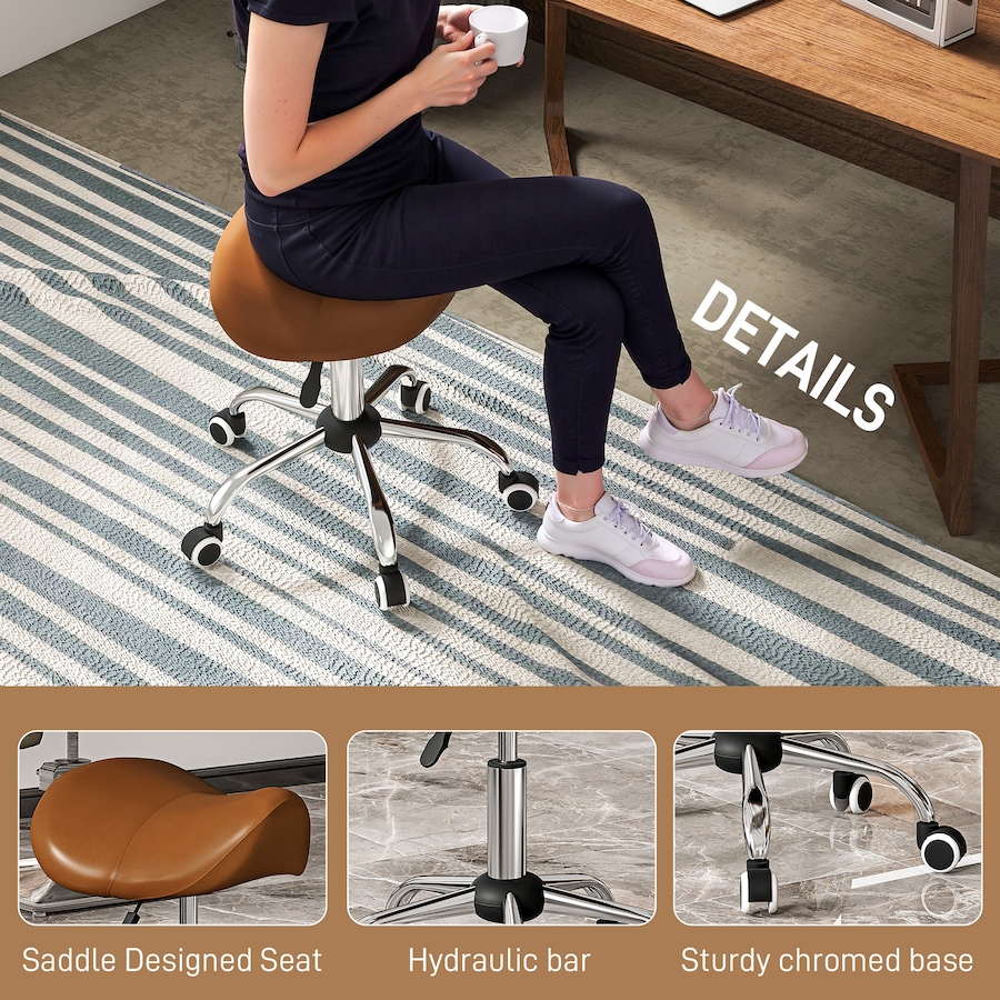Image 980903_ALTMORE5.jpg, Product 980-903 / Price $72.74, HOMCOM Height Adjustable Hydraulic Rolling Salon Stool Swivel Saddle Chair from HOMCOM on TSC.ca's Home & Garden department