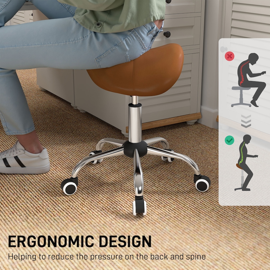 Image 980903_ALTMORE6.jpg, Product 980-903 / Price $72.74, HOMCOM Height Adjustable Hydraulic Rolling Salon Stool Swivel Saddle Chair from HOMCOM on TSC.ca's Home & Garden department