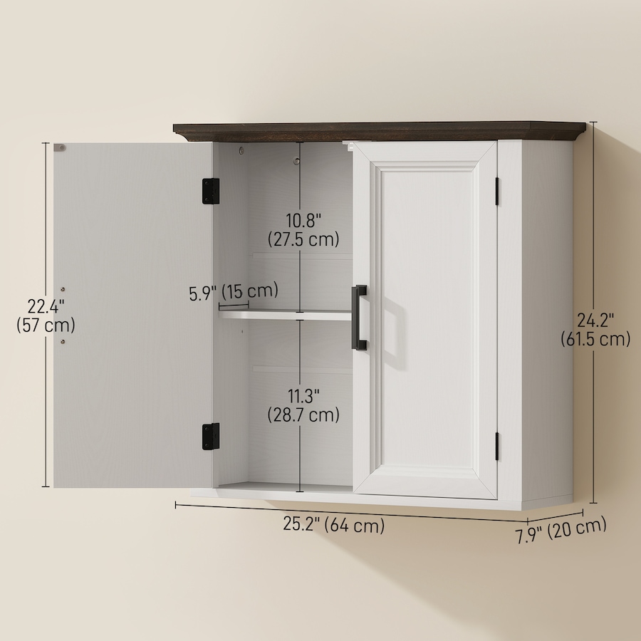 Image 980906_ALTMORE2.jpg, Product 980-906 / Price $79.99, HOMCOM Bathroom Wall Cabinet, Farmhouse Medicine Cabinet, Distressed White from HOMCOM on TSC.ca's Home & Garden department