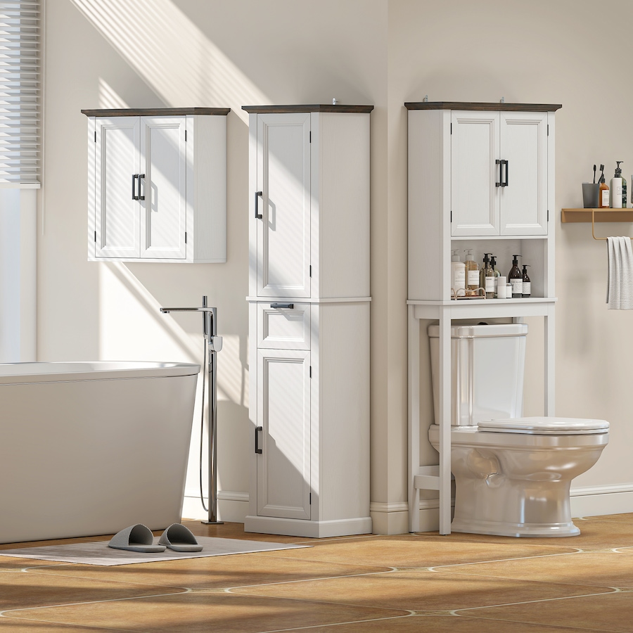 Image 980906_ALTMORE7.jpg, Product 980-906 / Price $79.99, HOMCOM Bathroom Wall Cabinet, Farmhouse Medicine Cabinet, Distressed White from HOMCOM on TSC.ca's Home & Garden department