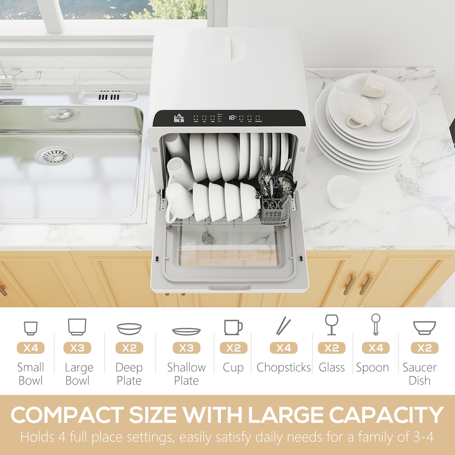 Image 980907_ALTMORE3.jpg, Product 980-907 / Price $335.99, HOMCOM Countertop Dishwasher, Dishwasher with Built-in 6L Water Tank White from HOMCOM on TSC.ca's Kitchen department