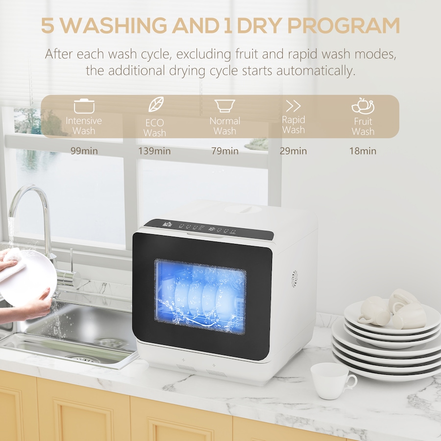 Image 980907_ALTMORE4.jpg, Product 980-907 / Price $335.99, HOMCOM Countertop Dishwasher, Dishwasher with Built-in 6L Water Tank White from HOMCOM on TSC.ca's Kitchen department
