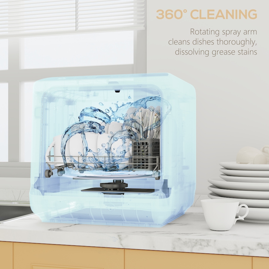 Image 980907_ALTMORE6.jpg, Product 980-907 / Price $335.99, HOMCOM Countertop Dishwasher, Dishwasher with Built-in 6L Water Tank White from HOMCOM on TSC.ca's Kitchen department