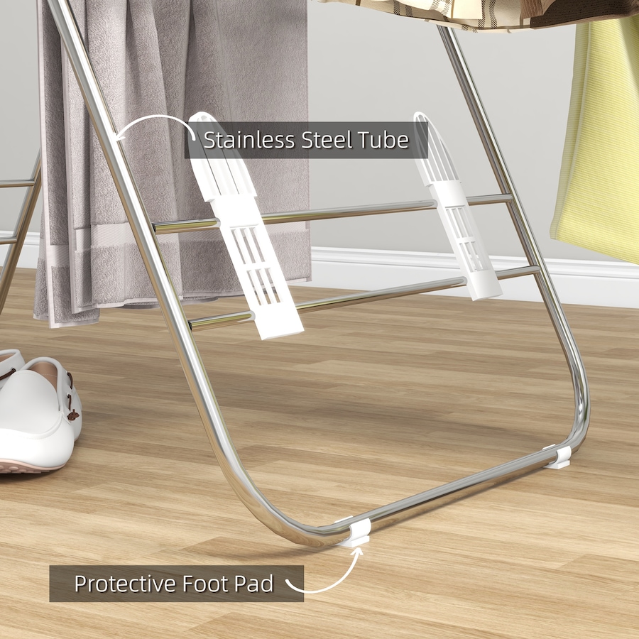 Image 980914_ALTMORE6.jpg, Product 980-914 / Price $69.99, HOMCOM Clothes Drying Rack, 2-Tier Foldable Adjustable Laundry Rack, Silver from HOMCOM on TSC.ca's Home & Garden department