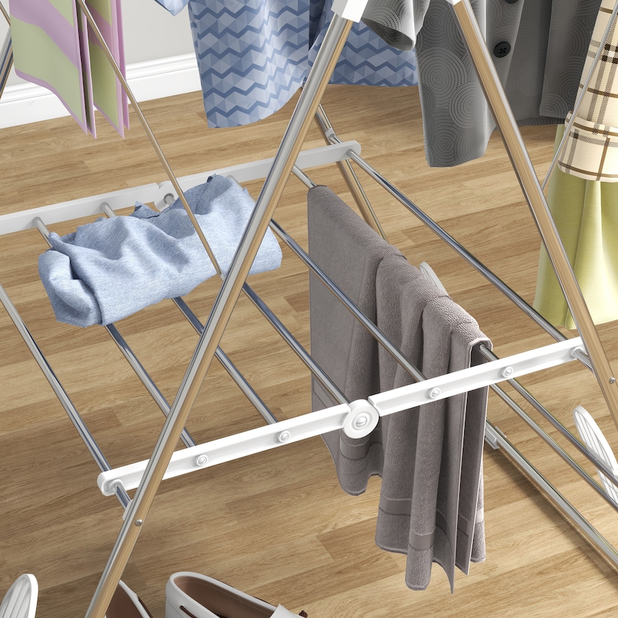 Image 980914_ALTMORE8.jpg, Product 980-914 / Price $69.99, HOMCOM Clothes Drying Rack, 2-Tier Foldable Adjustable Laundry Rack, Silver from HOMCOM on TSC.ca's Home & Garden department